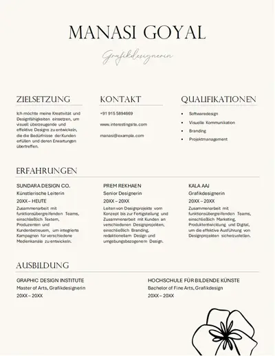Lebenslauf im eleganten Grafikdesign