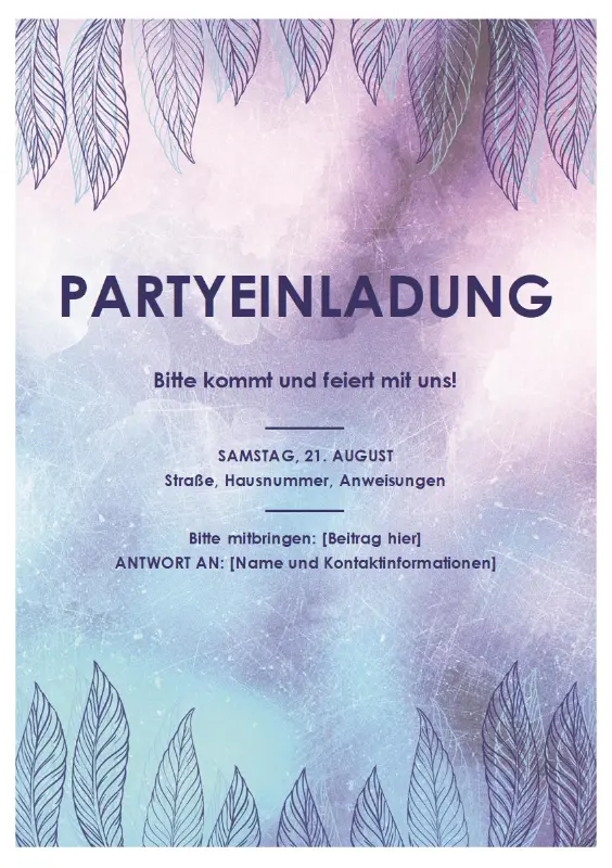 Partyeinladungs-Handzettel purple organic-boho