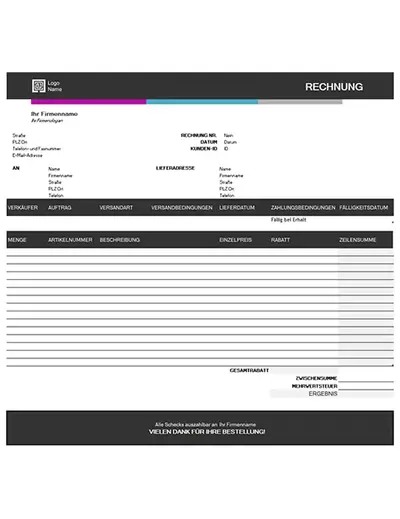 Verkaufsrechnung (Design mit blauem Farbverlauf)