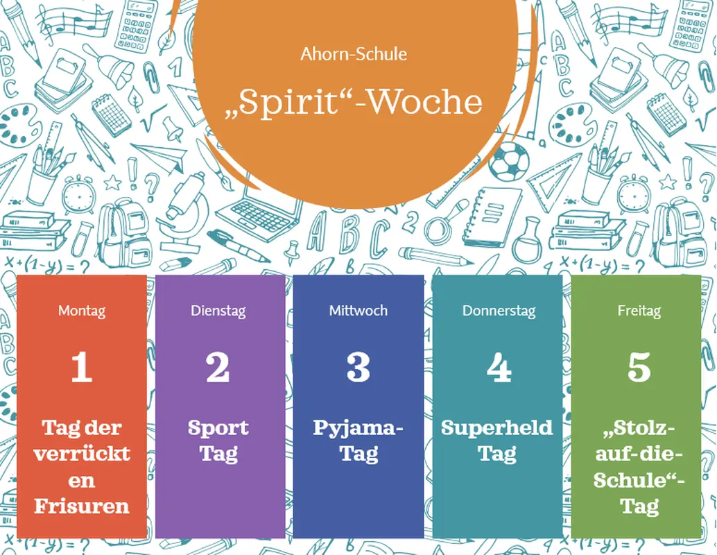 Kalender für die „School Spirit Week“ whimsical-line