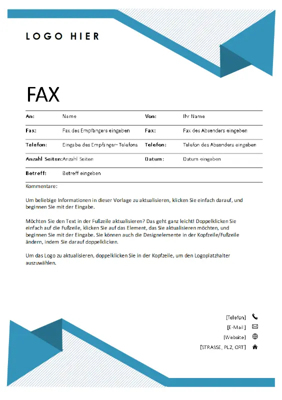 Faxdeckblatt „Nadelstreifen“ blue modern simple