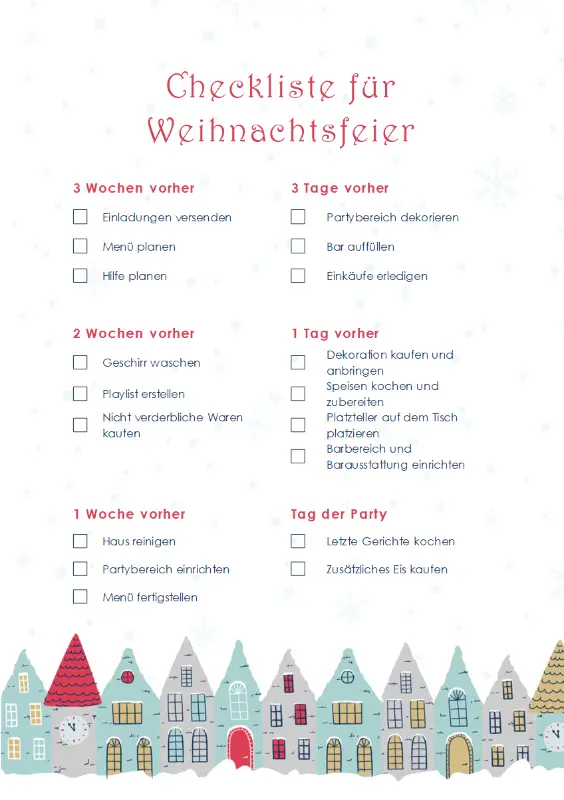 Checkliste für die Weihnachtsfeier blue whimsical color block