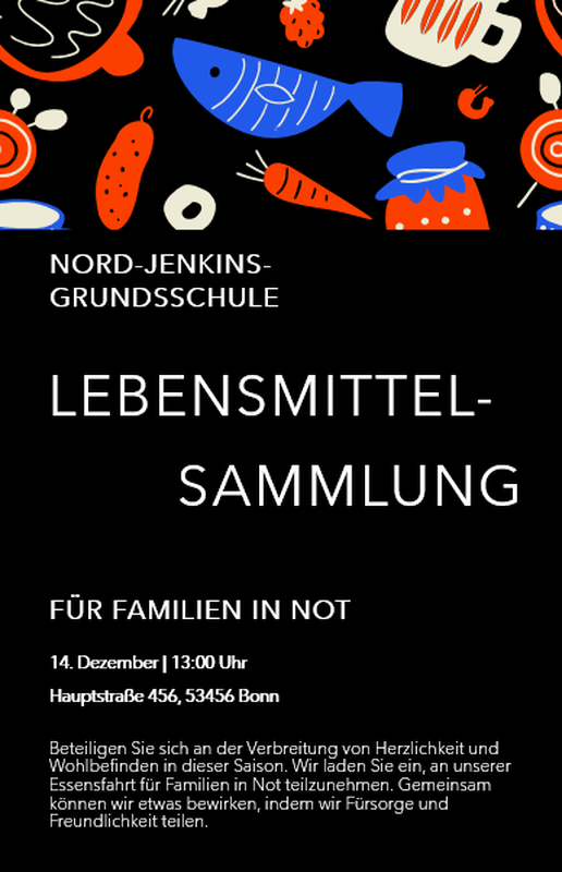 Plakat zur Lebensmittelaktion der Grundschule black modern-bold