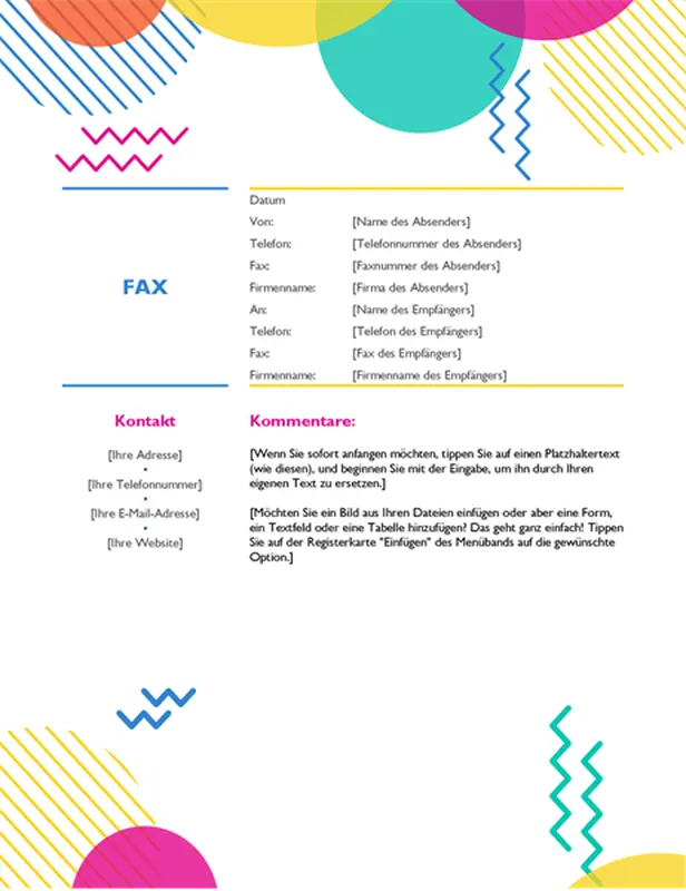 Faxdeckblatt „80er Jahre“