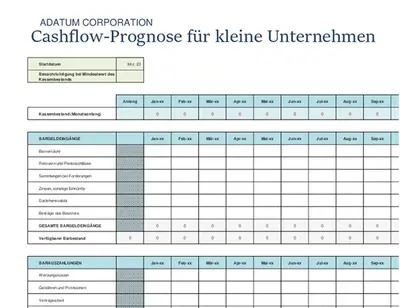 Cashflow-Prognose für kleine Unternehmen modern simple