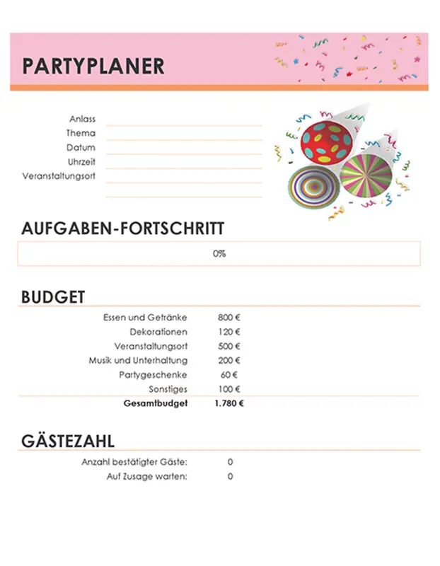 Partyplaner modern-simple