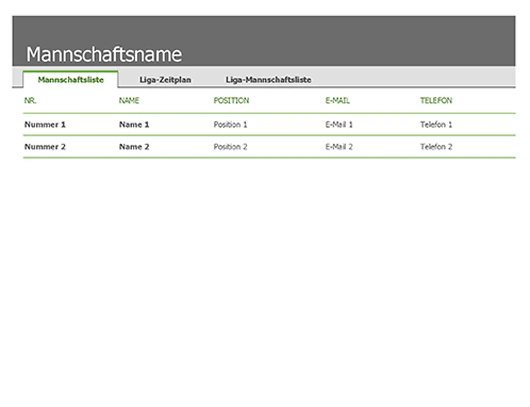 Teilnehmerliste und Zeitplan für Sportveranstaltungen modern-simple
