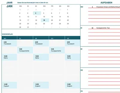 Schul- und Studiumskalender (Mo) modern-simple