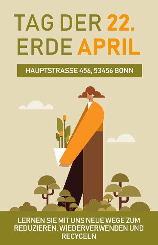 Plakat zur Aufräumaktion zum Tag der Erde green modern simple