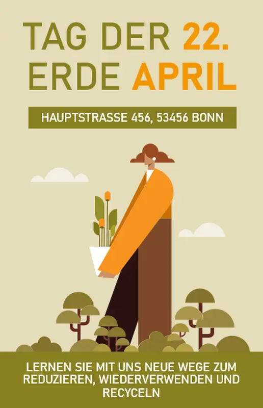 Plakat zur Aufräumaktion zum Tag der Erde modern simple