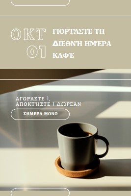 Γιορτάστε τη διεθνή ημέρα καφέ brown modern-geometric-&-linear