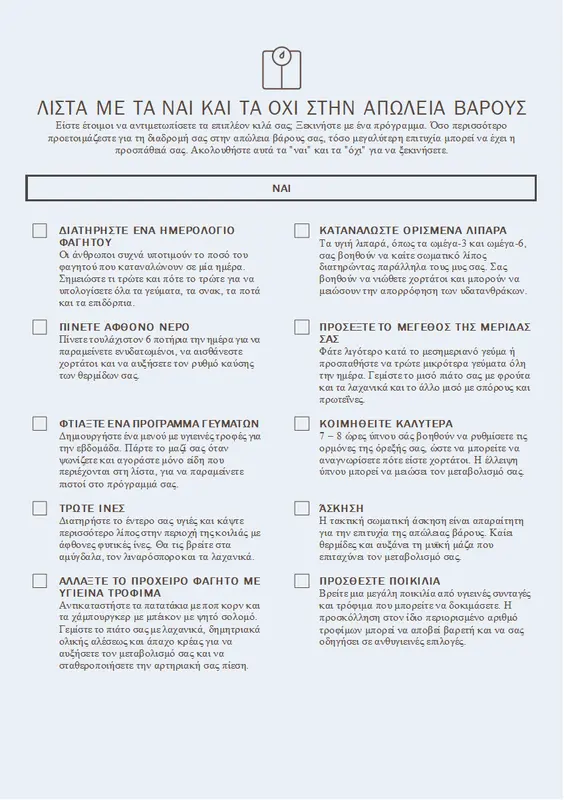 Λίστα με τα ναι και τα όχι στην απώλεια βάρους modern-simple