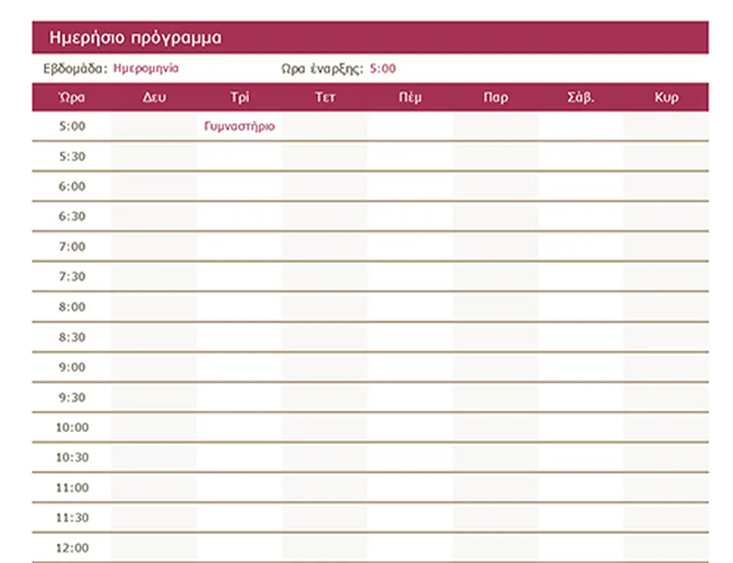 Ημερήσιο πρόγραμμα