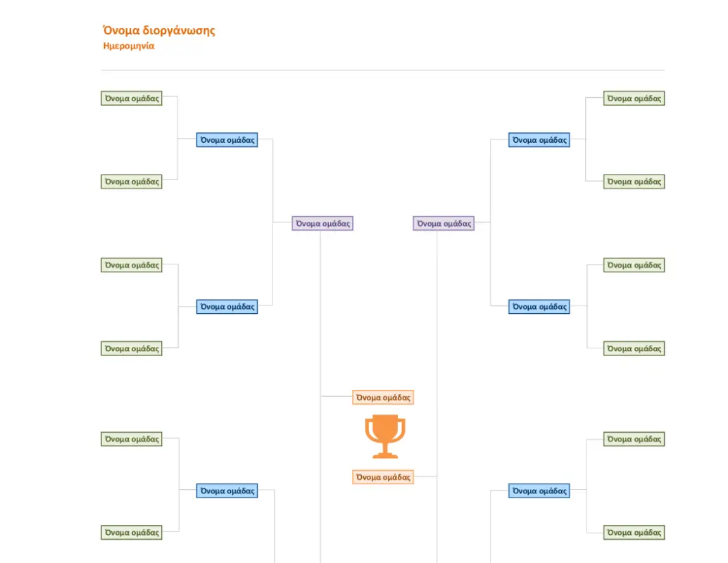 Διάγραμμα αγώνων διοργάνωσης 16 ομάδων orange modern simple