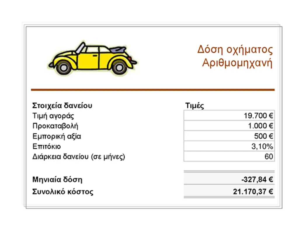 Πρόγραμμα υπολογισμού εξόφλησης δανείου οχήματος orange vintage retro