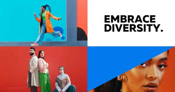 Embrace diversity blue modern-bold