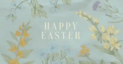 Easter wishes blue vintage-botanical