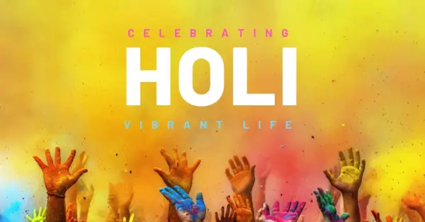 Holi festival of colors yellow modern-bold
