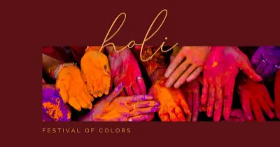 Happy Holi hands red modern-simple