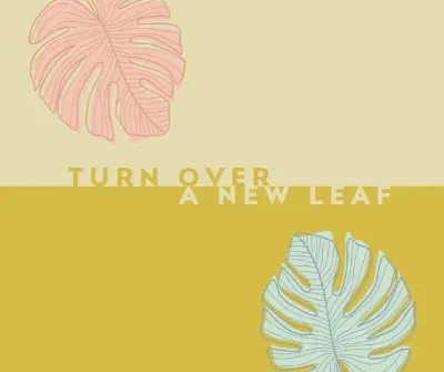 Turn over a new leaf yellow whimsical-line