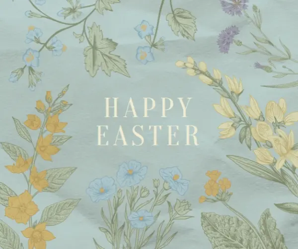 Easter wishes blue vintage-botanical