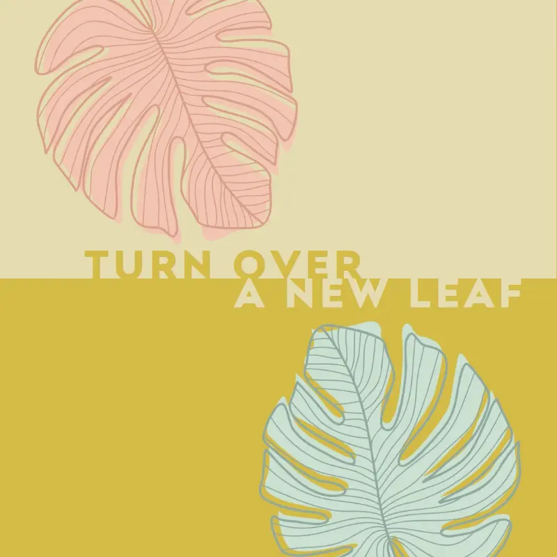 Turn over a new leaf yellow whimsical-line