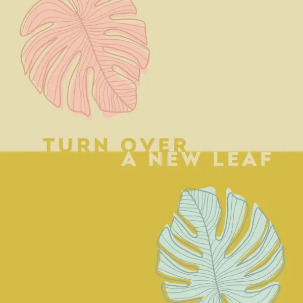 Turn over a new leaf yellow whimsical-line