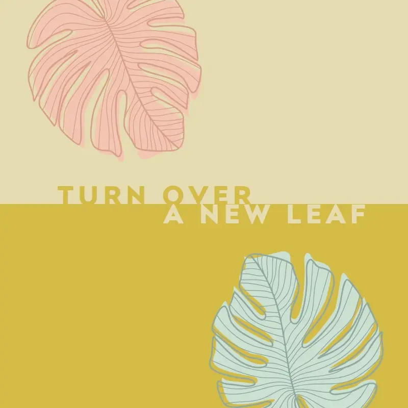 Turn over a new leaf yellow whimsical-line