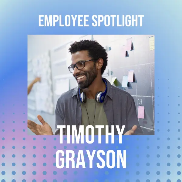 Employee spotlight blue modern-bold