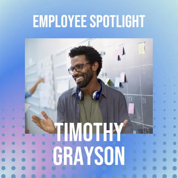 Employee spotlight blue modern-bold