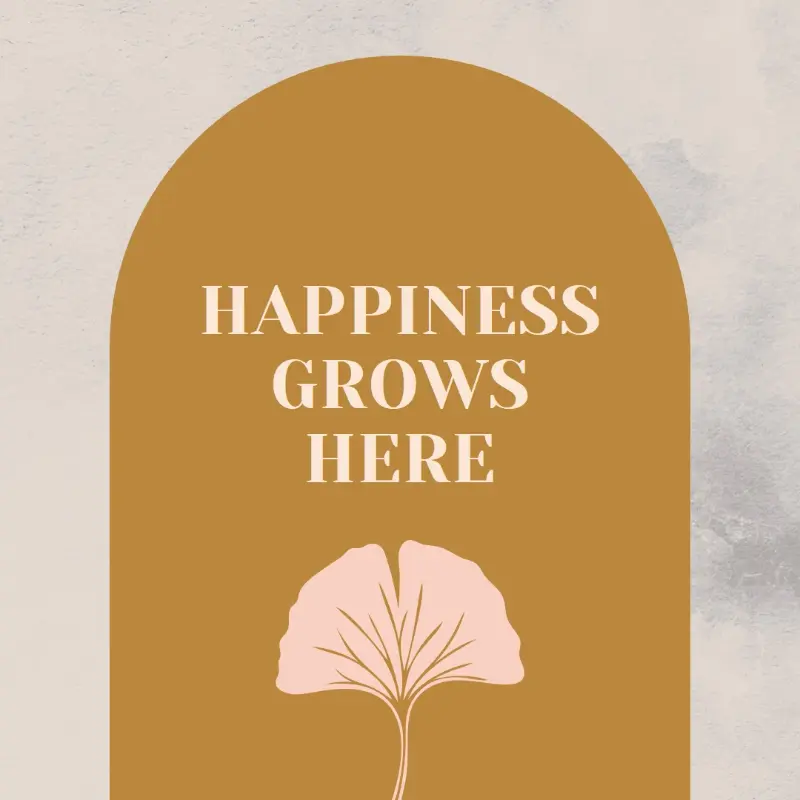 Happiness grows here gray organic-boho