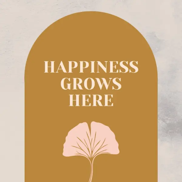 Happiness grows here gray organic-boho