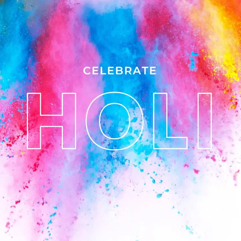 Happy Holi white modern-bold