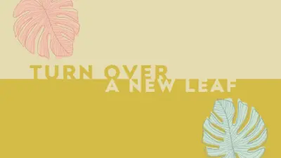 Turn over a new leaf yellow whimsical-line