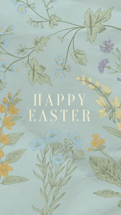 Easter wishes blue vintage-botanical