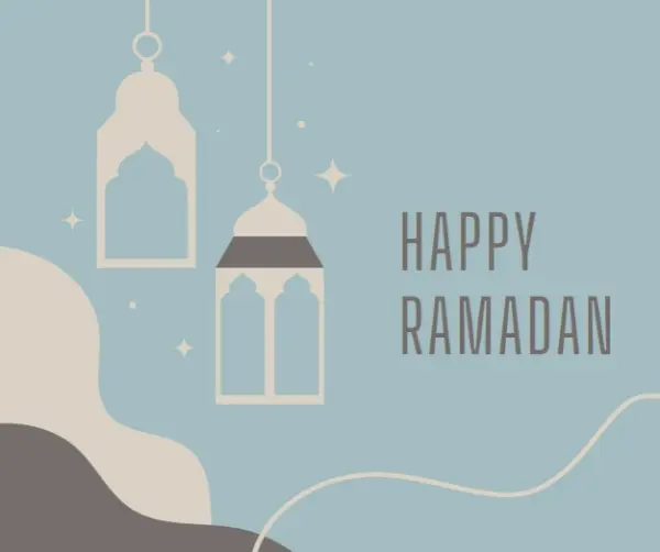 Ramadan greetings blue organic-boho