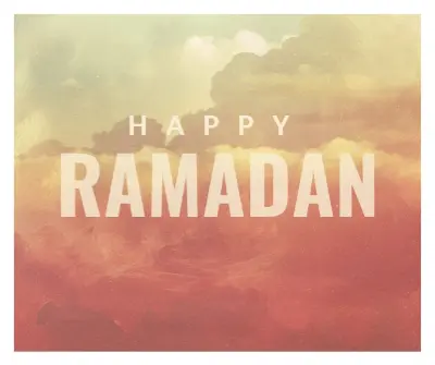 Happy Ramadan greetings orange vintage-retro