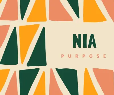 The Kwanzaa principle of Nia orange whimsical-color-block