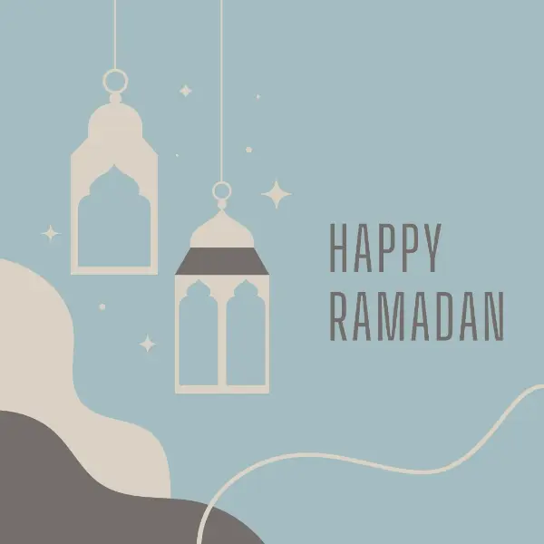 Ramadan greetings blue organic-boho