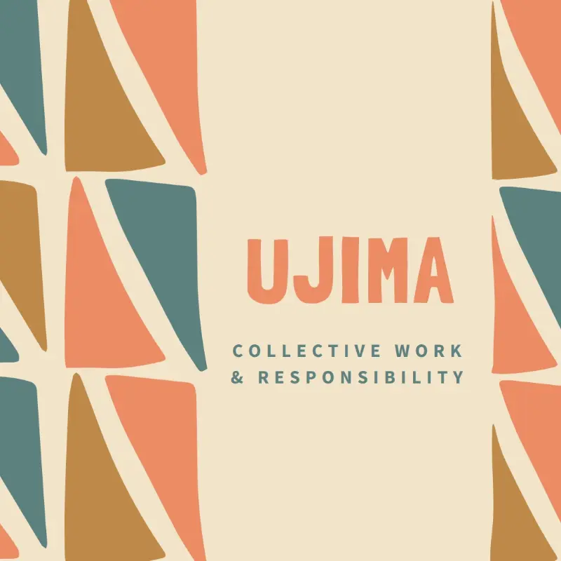 The Kwanzaa principle of Ujima orange whimsical-color-block