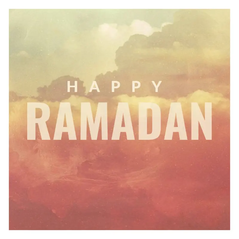 Happy Ramadan greetings orange vintage-retro