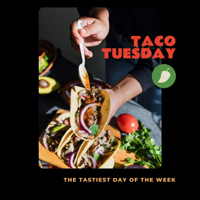 Let's taco 'bout Tuesday black modern-simple