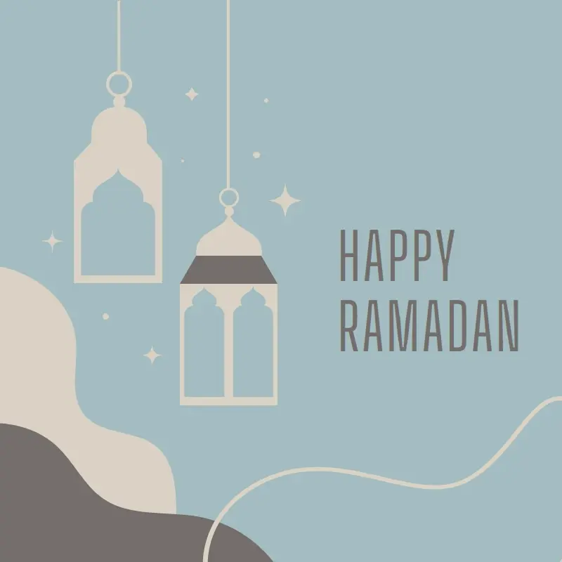 Ramadan greetings blue organic-boho