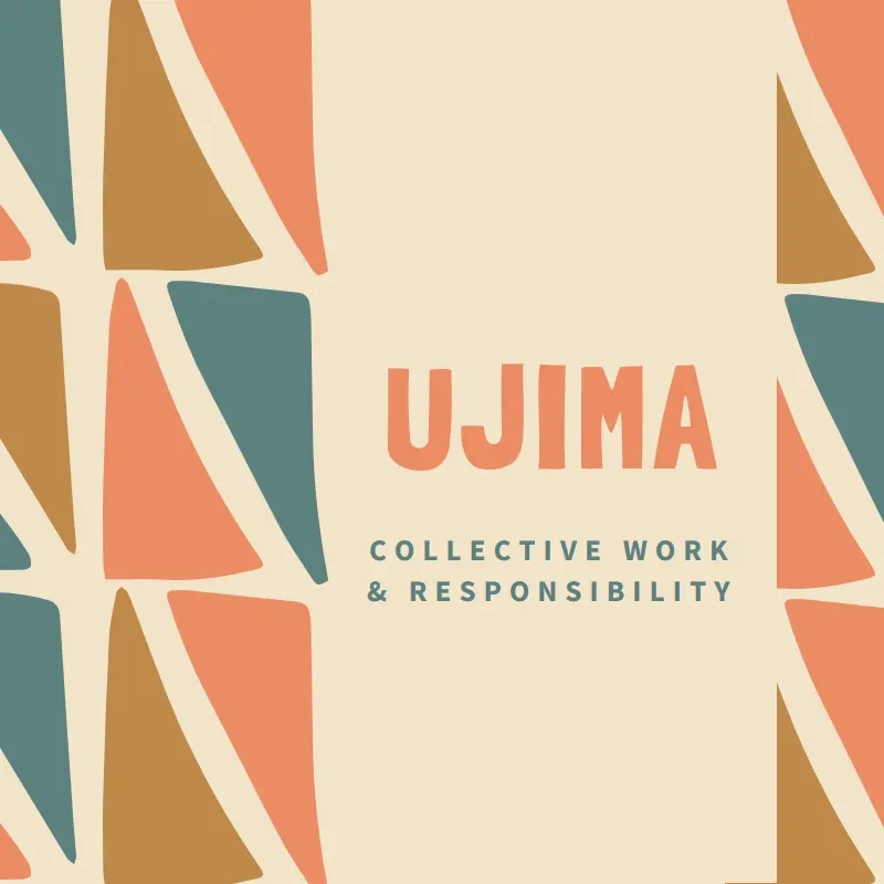 The Kwanzaa principle of Ujima orange whimsical-color-block