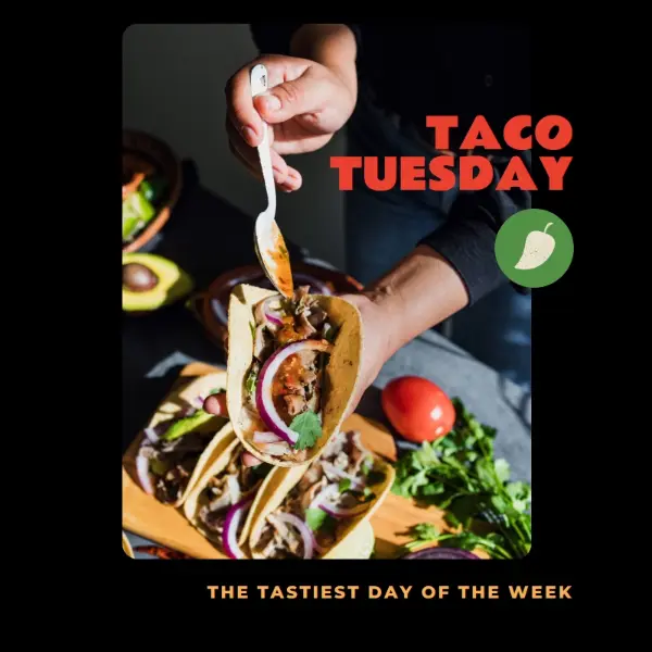 Let's taco 'bout Tuesday black modern-simple