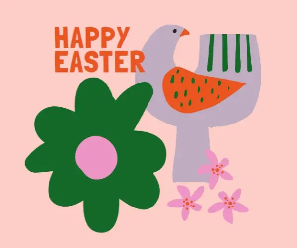 Happy Easter pink whimsical-color-block