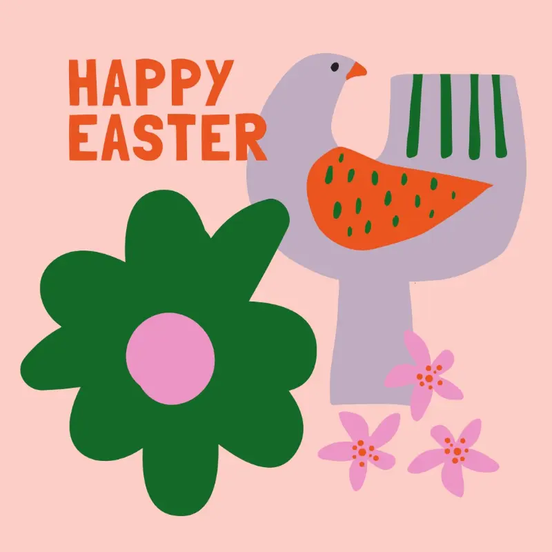 Happy Easter pink whimsical-color-block