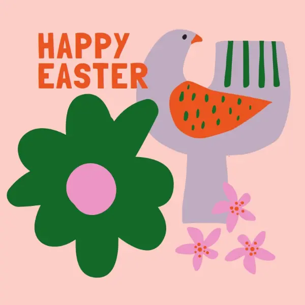 Happy Easter pink whimsical-color-block