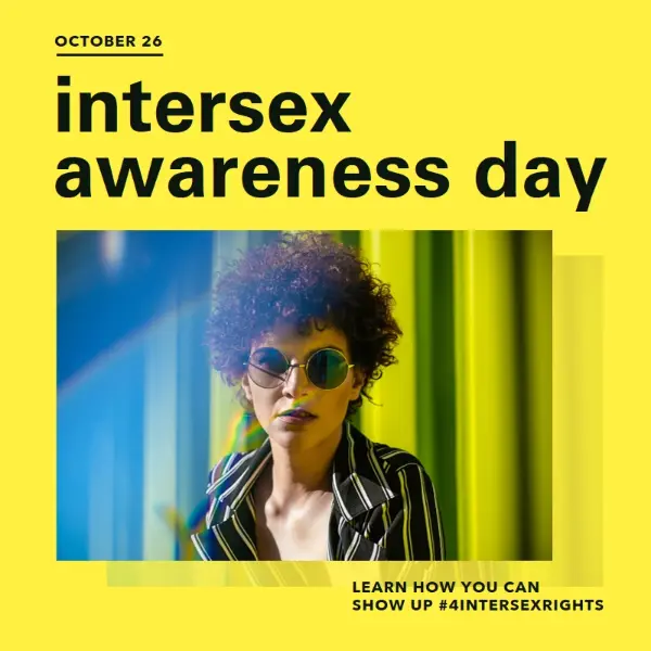 Show up for Intersex Rights yellow modern-bold