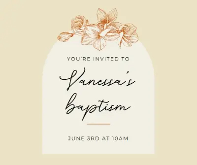 Baptism invite yellow vintage-botanical